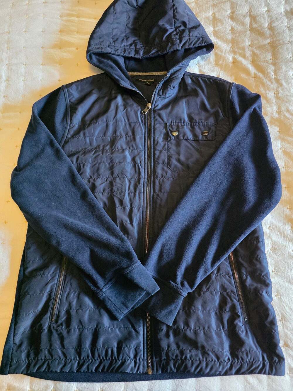 Banana‎ Republic Mixed Media Quilted Fleece Full-Zip Hoodie